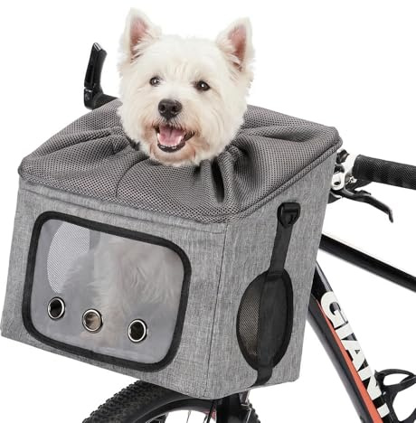 Ownpets Dog Bike Basket Bag Pet Carrier, For Dogs and Cats, Large | Dog Car Seat with Safety Rope, Adjustable Shoulder Strap, Portable Breathable