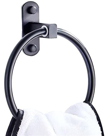 SLCHJX Aluminium runde Bar Wandmontage Badezimmer Kleiderregalregal mit 12 Ringen Halter für Schwarze Handtücher Badezimmerzubehör