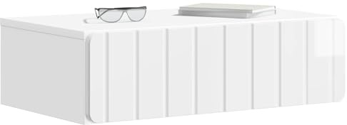 vidaXL Wandmontierter Beistelltisch Hochglanz Weiß 59 x 34,5 x 17 cm, Wohnzimmer, Wandtisch, rechteckig, viel Stauraum, modernes Möbelstück, stilvolle Ordnung