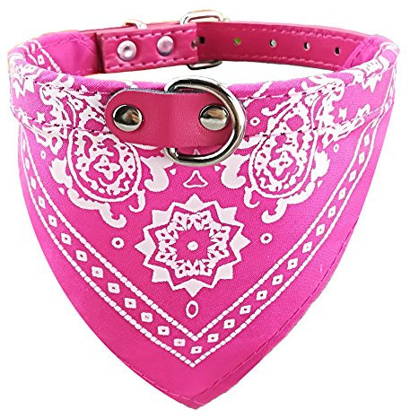 Newtensina Mode Hundebandana Halsband HundeHalsband Junge Mittel Bandana Hündchen Bandana mit Halsband für Hunde - ROSEO - M
