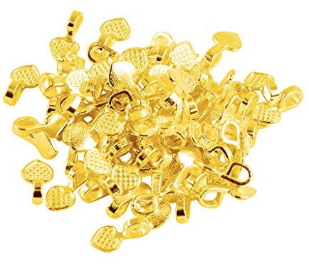 Sharplace 100 Pieces Heart Glue On Flat Pad Bails DIY Charms Jewelry Making Pendant Findings