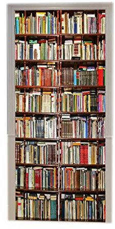 A.Monamour Adesivo Porta Autoadesiva Libreria Libreria Piena Di Libri Scena Della Sala Studio Vinile PVC Adesivi per Porte Interne 3D Pellicola Adesiva Poster Sticker Murale Decorazione da Parete