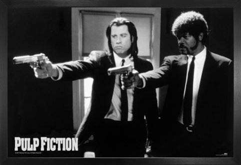 1art1 Pulp Fiction Poster Plakat | Bild und MDF-Rahmen - John Travolta Und Samuel L Jackson (91 x 61cm)
