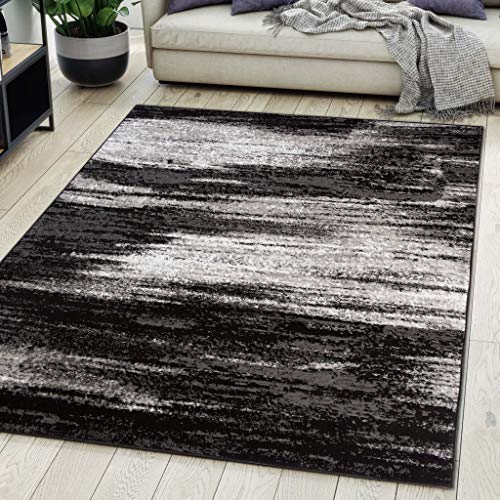 Carpeto Rugs Teppich Wohnzimmer Kurzflor Grau Modern Abstrakt Muster Öko-Tex 80 x 150 cm