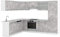 Vicco Eckküche R-Line, Küchenzeile in L-Form, Beton/Weiß, 227 x 287 cm, AP Marmor