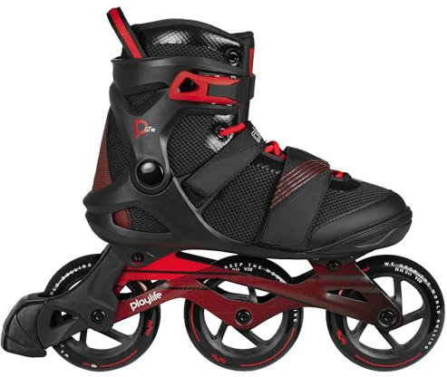 Playlife Inline Skates GT Black 110, Schwarz, Unisex für Herren und Damen, 110mm/80A Rollen, ABEC 7 Kugellager, Art. nr.: 880272 44