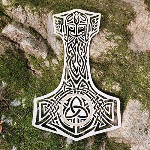 Fourth Level MFG 12 Celtic Thor Hammer, Ancient Gaelic Wood Wall Art,Protection and Strength Symbol, Sacred Mystical Sculpture for Hanging Home Decor
