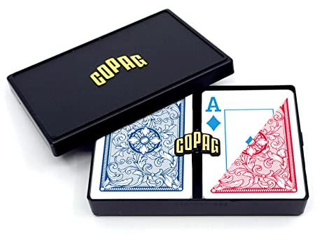 Copag * 4-farbige Gesichter* Legacy Design 100% Spielkarten aus Kunststoff, Pokergröße (Standard) Jumbo Index Rot/Blau Doppeldeck-Set