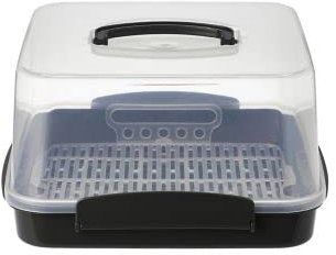 lakeland Large Square Cake Storage Caddy – 28cm x 28cm x 18cm H Click-Lock Clips To Secure Lid