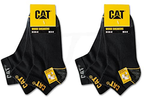 Caterpillar CAT 6 Paar WORK SNEAKERS ArbeitsSneaker Sneaker ArbeitsSocken Socken Strümpfe Größe 39-50 (43-46, 6 Paar Schwarz)
