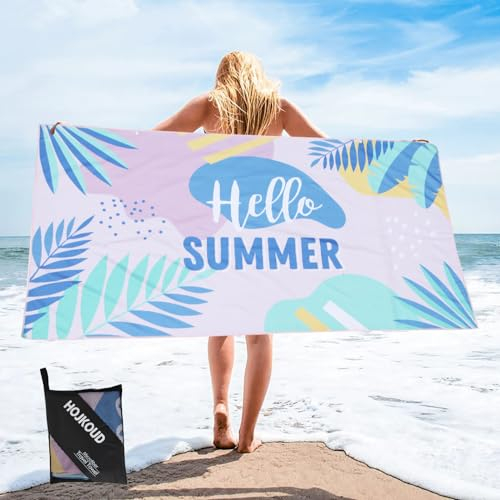 HOJKOUD Strandtuch, 160x80cm großes Strandtuch, mikrofaser Strandtuch.ultraleichtes und schnell trocknendes Handtuch für Sport, stranddecke.