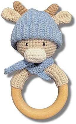 Babyrassel KUH gehäkelt personalisiert/ohne Personalisierung (Ohne Personalisierung)