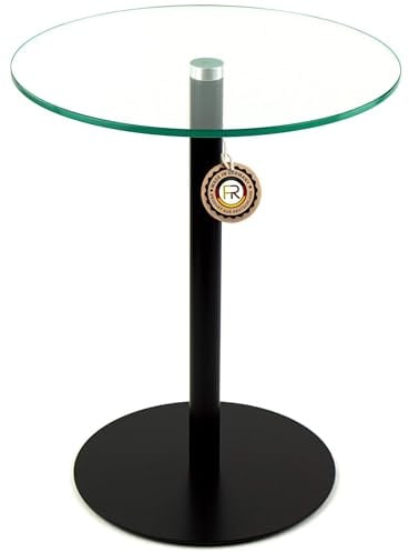 freeroom24 Designer Beistelltisch Glas Schwarz Matt 40x40x30cm - Wohnzimmertisch - Stabiler Couchtisch - praktischer Coffee Table rund - Kleiner Kaffeetisch - Glastisch - Sofatisch - Made in Germany