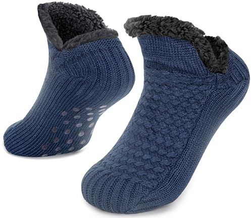 Tolumo Slipper Socks for Women Men Warm Holding Sock Non Slip Knitted Thick Lined Cosy Winter Fluffy Bed Slippers Suitable for Indoor Home House Floor