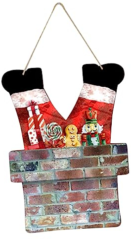 Abaodam Weihnachts-schornstein-hängeschilder Wandbehang Weihnachtsmann Hängender Weihnachtsmann Am Schornstein Decoraciones para Sala De Casa Türdekoration Partybedarf Weihnachten Holz