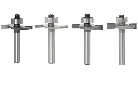 WSOOX Slot Router Bits with 1/4 Inch Shank Biscuit Joint Slot Cutter 4PCS Woodworking Grooving Router Cutter Set (Cutting Height:3/32,5/32,3/16,1/4)