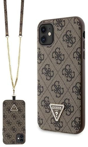 Guess GUHCN61P4TDSCPW Hülle für iPhone 11 / Xr 6.1 braun hardcase Crossbody 4G Metal Logo