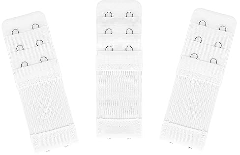 Yolev 3 Stück Damen BH-Verlängerer 3 Haken 2 Reihen Stretch-Unterwäsche Verlängerungsschnalle Verlängerungsgurt Schwangerschafts Zubehör(Weiß)