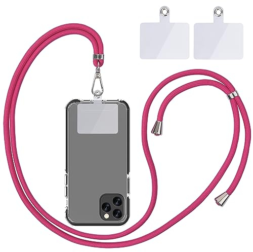 Chaîne de téléphone portable universelle pour téléphone portable - Avec cordon pour téléphone portable - Réglable et amovible - Rose rouge, Rose, Passen Sie die maximale Größe auf 73 li Meter Jahr