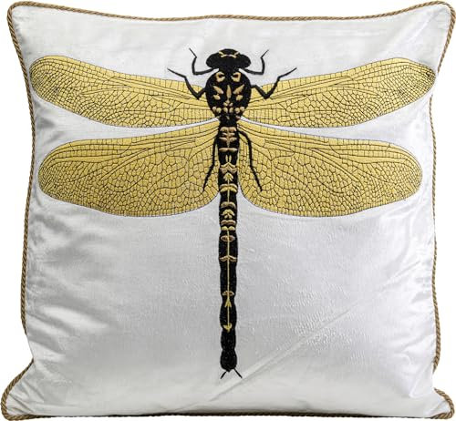 Kare Design Kissen Glitter Dragonfly, Weiß, Abnehmbarer Bezug mit Reisverschluss, mit Füllung, Dekokissen, Zierkissen, Wohnaccessoire, Bezug in Samtoptik, 40x40 cm (H/B)