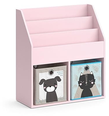 Vicco Kinderregal Luigi, Rosa, 72 x 79 cm mit 2 Faltboxen (Hund, Katze)