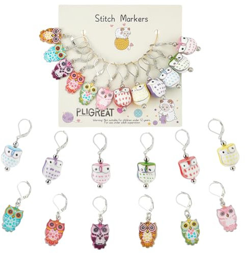 PLIGREAT Maschenmarkierer Legierungen Charms (Aquarell - Eulen)