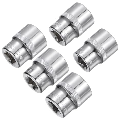 Sourcing Map 6-Point Shallow Socket Set, 1/2 Drive, 20-24mm, Cr-V Steel, Automotive & DIY