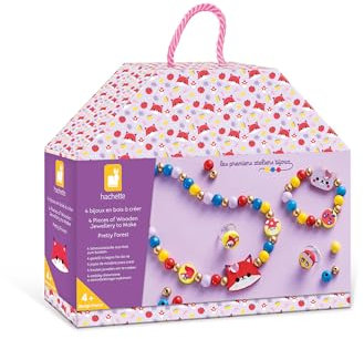 Janod - 4 Holzschmuckstücke zum Selbermachen Hübscher Wald - Die Ersten Schmuckwerkstätten - DIY-Schmuckherstellung - Kinderbastelset - Feinmotorik und Konzentration lernen - Ab 4 Jahren - J09128