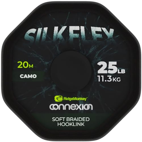 RidgeMonkey geflochtenes Vorfachmaterial für Karpfenmontagen 25lb SilkFlex Soft Braid