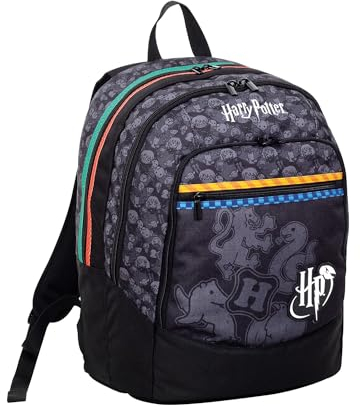Harry Potter Zaino Scuola Zaino Doppio Scomparto - Tasca Porta Borraccia, Zaino Scuola Bambino- Maxi Capienza - WIZARDING WORLD