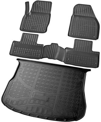 RECAMBO Gummimatten & Kofferraumwanne Set passend für Range Rover Evoque I | L538, LV | 2011-2018 - 100% passgenaue Auto Fußmatten und Kofferraummatte aus hochwertigen rutschfesten TPE - Schwarz