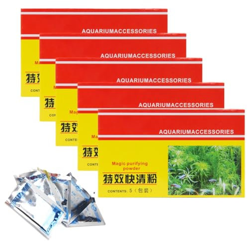 PRFECT Aquarium-Reinigungspulver – NCF Magic Purifying Powder for Aquarien, Aquarium-Reinigungswerkzeug, sorgt for kristallklares Wasser (Size : 5PCS)