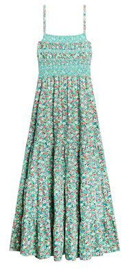 Superdry Damen Gesmoktes Maxi-Trägerkleid Betsy Blümchengrün 38