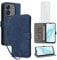 IUQXU for Blackview Wave 6C Wallet Phone Case with Screen Protector [RFID Blocking] Leather Flip Card Holder Kickstand Wrist Strap Women Men Cell Phone Case for Black View Wave 6 C Wave6C Blue