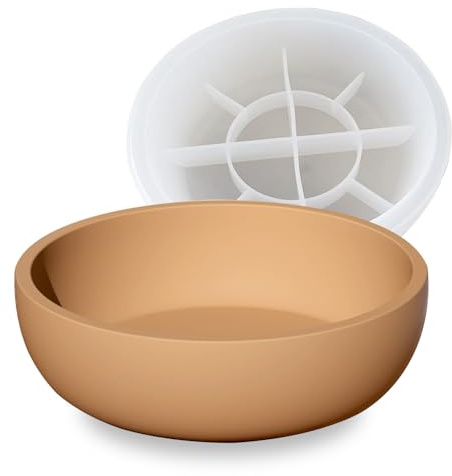 Molde de resina de cuenco redondo grande de 8.2 pulgadas, recipiente grande de silicona de resina epoxi, soporte para velas de hormigón, caja de baratijas, maceta suculenta, maceta de baño, bandeja de