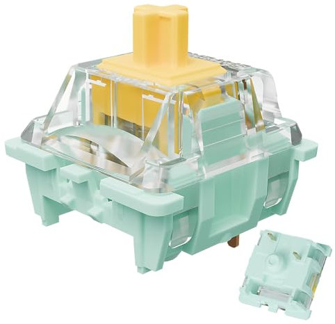 GUYEKS Gateron Jade Series Pre-Lubed Linear Yellow Keyboard Switch,3-Pin 55gf Double Spring Switch,for MX Gaming Mechanical Keyboard(Jade Yellow,90PCS)