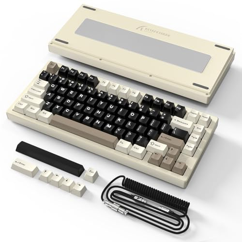 ATTACK SHARK X75 VIA Mit Vollaluminium Kabellose Mechanische Gaming-Tastatur, BT/2.4GHz/USB-C Kabel, Hot-Swap Vorgeölte Lineare Schalter RGB, 75% QWERTY-Layout Mit Fünfschichtiger Polsterung -Weiß