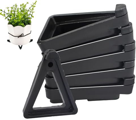 MOLHEM 24 PCS Plant Pot Feet Invisible Flower Pot Risers Potted Triangle Lifters Potted Plant Stand for Indoor Outdoor Supports Plant Pots Small Large Plant Pot(Black)