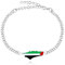 Tobestu White Gold Plated Stainless Steel Enamel Cultural Pride Bracelets - Palestinian Flag Adjustable Chain Bracelet for Women YA5031