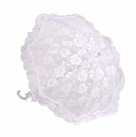 FACAILUO Lace Parasol Elegant Lace Umbrellas for Outdoor Party Photo Props Decorative Parasol Lacework Umbrellas for Garden