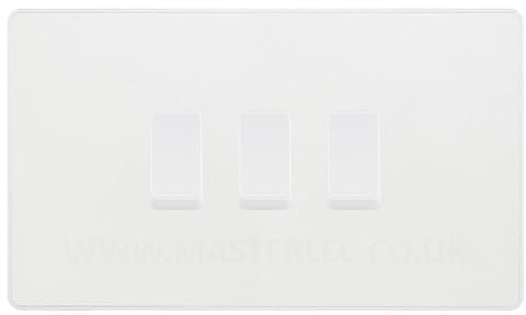 BG Evolve Pearlescent White 3 Gang Triple Light Switch Double Format