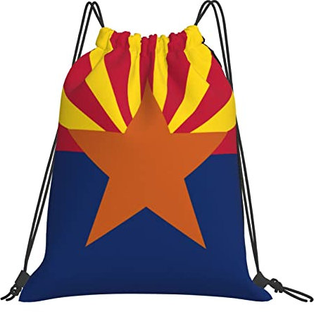Richugui Rucksack mit Kordelzug, Motiv: Arizona-Flagge, Kordelzug, Rucksack, Sporttasche, Turnbeutel für Damen und Herren, Schwimmtasche für Strand, Schwarz, One size