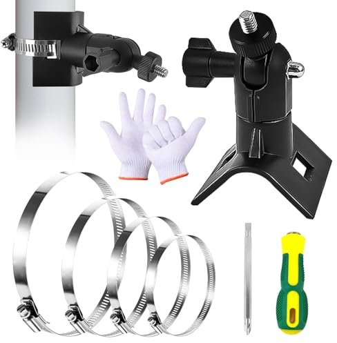 peuqcen Ring Kamera Halterung Outdoor, für Arlo/Wyze/Eufycam-Gimbal Kamera Halterung, Überwachungskamera-Stabhalterung, mit Mehrzweck-Schraubendreher und Handschuhen aus Weißem Baumwollgarn (Schwarz)