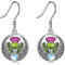 DAYLINLOVE Schottischer Distel Ohrring 925 Sterling Silber Schottischer keltischer Knoten Ohrring Schottischer Distel Schmuck für Frauen