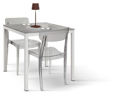PAZZO DESIGN Tavolo Fisso Vincenzo, Tavolino Da Bar, Tavolo Da Ristorante, 80 x 80 x 75 cm, Grigio Cemento, Base Bianca - id_2109