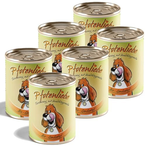Pfotenliebe® Bio-Nassfutter für Hunde, Bio-Gemüsetopf, mit Qualitätsgarantie, natürlich ohne Chemie, schonend in der Dose gegart, auch geeignet als Zugabe bei der Rohfütterung, 6 x400g (Dose)