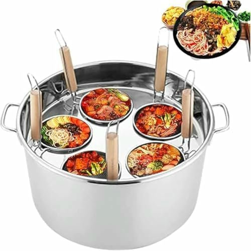 FLTRGO Topf Für Eine Multifunktionale Suppe Mit Sieb, Werkzeug Zum Kochen Von Nudeln Mit Körben Für Sieb, Töpfe Für Pasta 3/4/5 Löcher Set Für Die Küchenzeile, Stahl -Pasta -Topf ~//