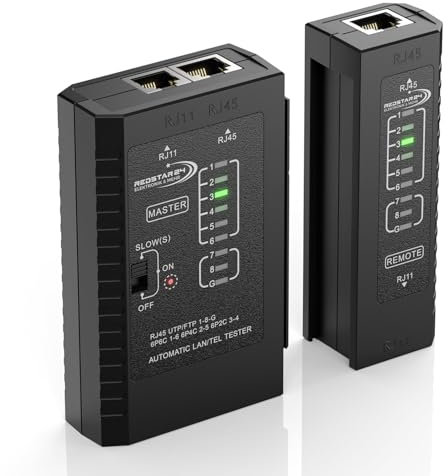 Tester Per Cavi Di Rete Rj45 - Tester Per Cavi Lan Rj11, Rj12, Rj45 - Compatibile Con Cavi Cat5, Cat6, Cat7, Cat8 - Dotato Di Led Per Una Diagnostica Accurata Della Rete E Della Linea Di Comunicazione