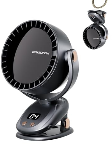 TrendGear Portable Clip on Fan Battery Operated, 6 Speeds Quiet Rechargeable Desk Fan, Adjustable Tilt& Strong Airflow, Small USB Fan for Home Office Stroller Camping (Gray)