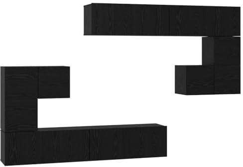 vidaXL TV Units 4 pcs Black Oak Engineered wood